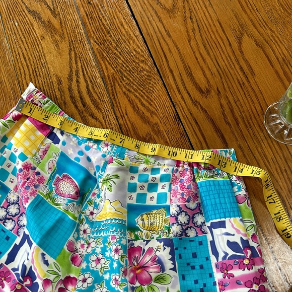 Silkland brand 100% silk tropical print lined ankle pants.  Size 12. - Picture 9 of 13